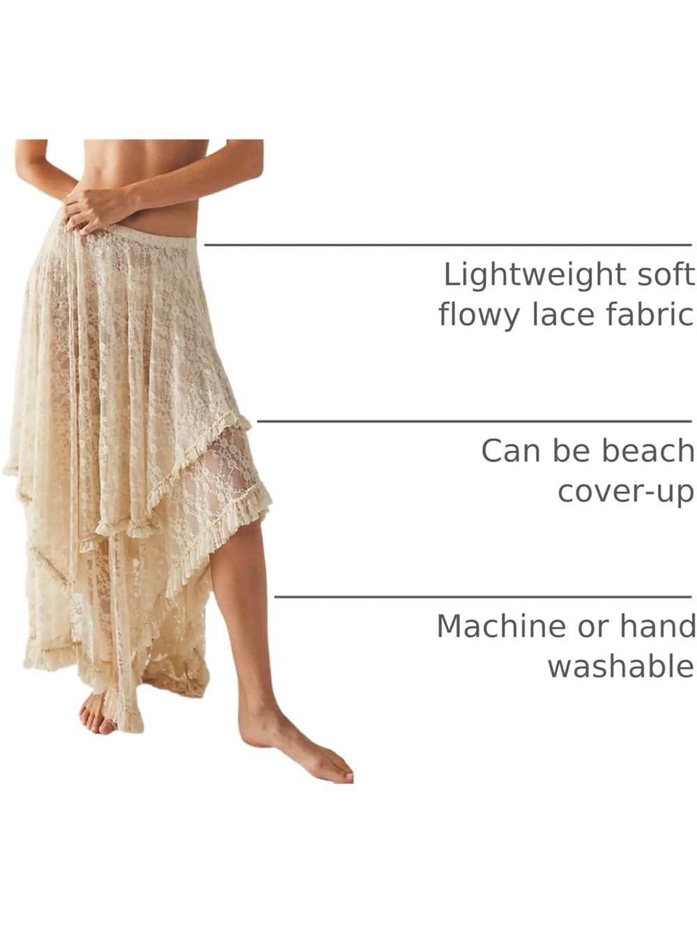 Asymmetrical lace layered fairy skirt m - Picture 4 of 14